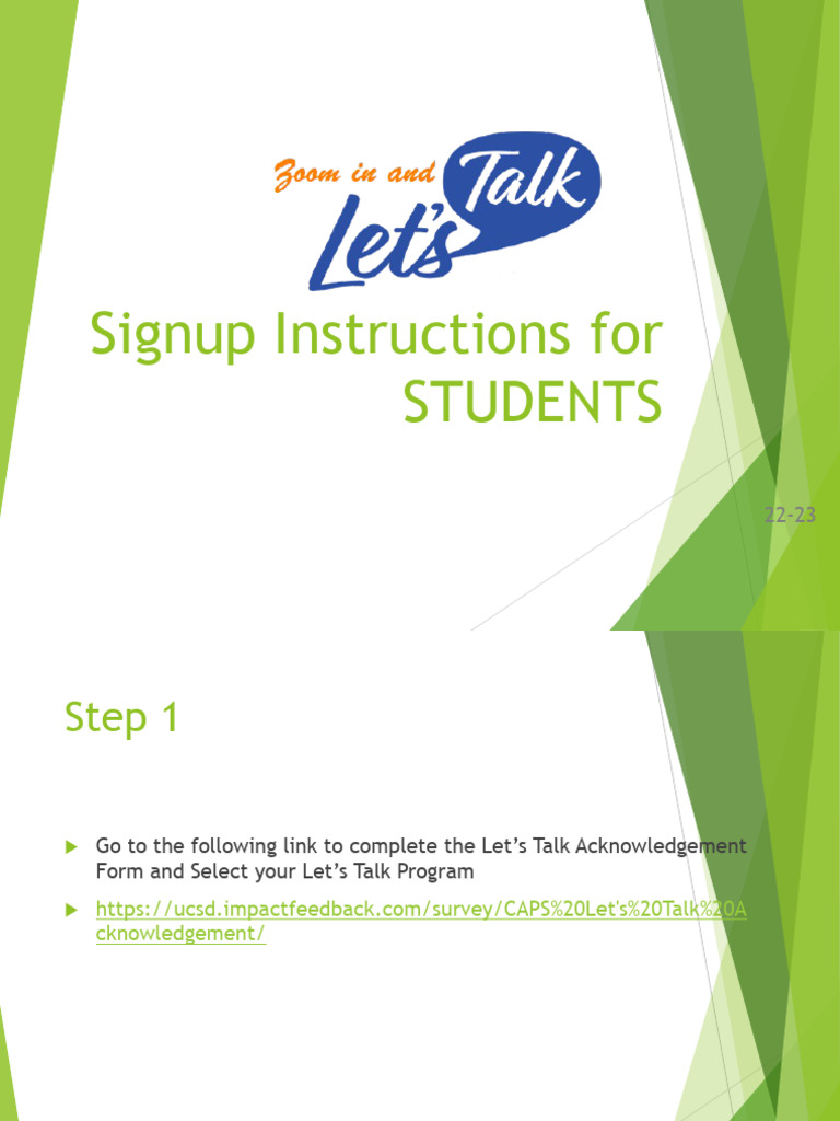 UCSD Let's Talk Signup Guide for Students | PDF