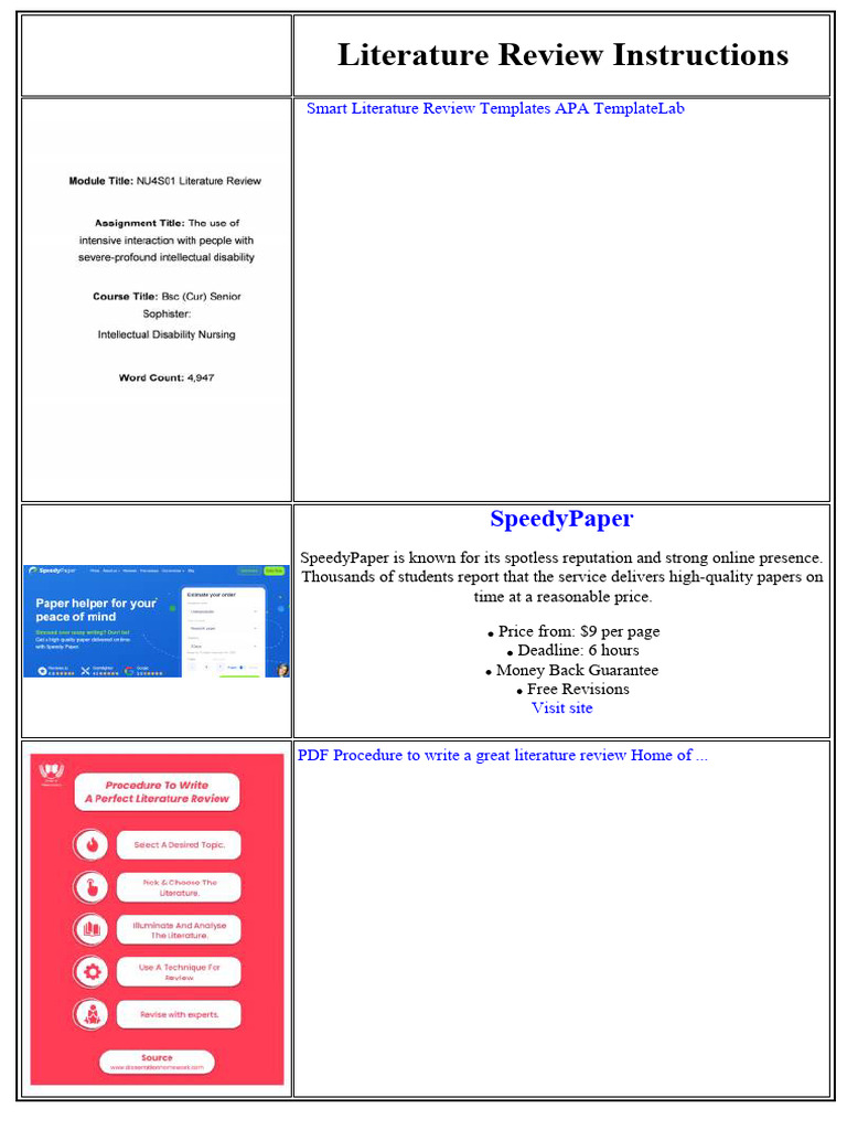 Literature Review Instructions | PDF | Marketing | Second Language