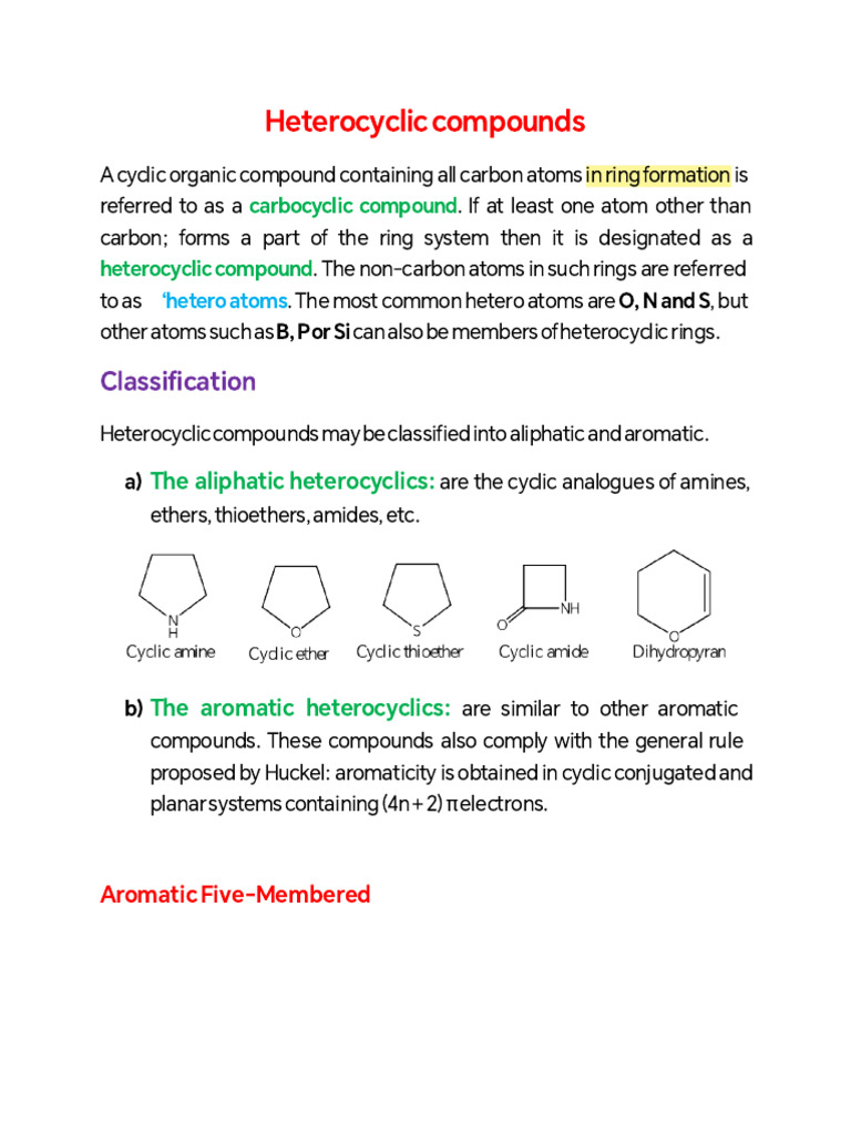 Heterocyclic Compounds | PDF | Pyridine | Heterocyclic Compound