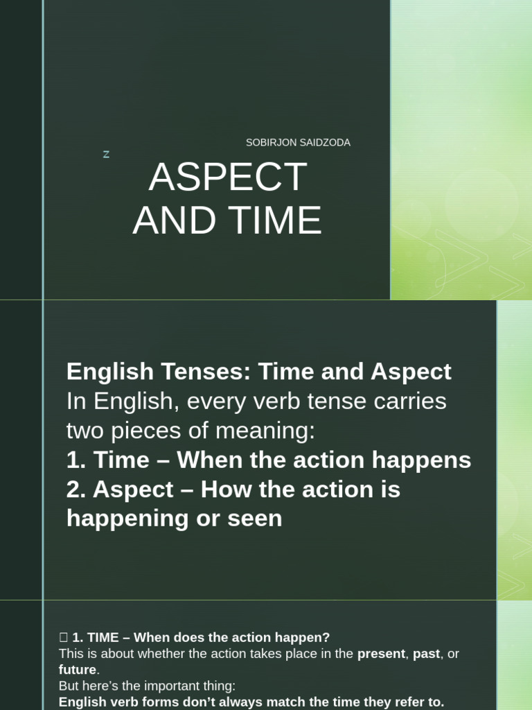 Understanding Time and Aspect in English | PDF | Grammatical Tense ...