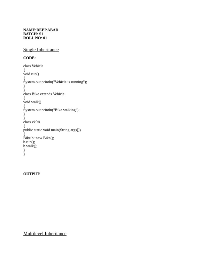 Java Inheritance Examples | PDF