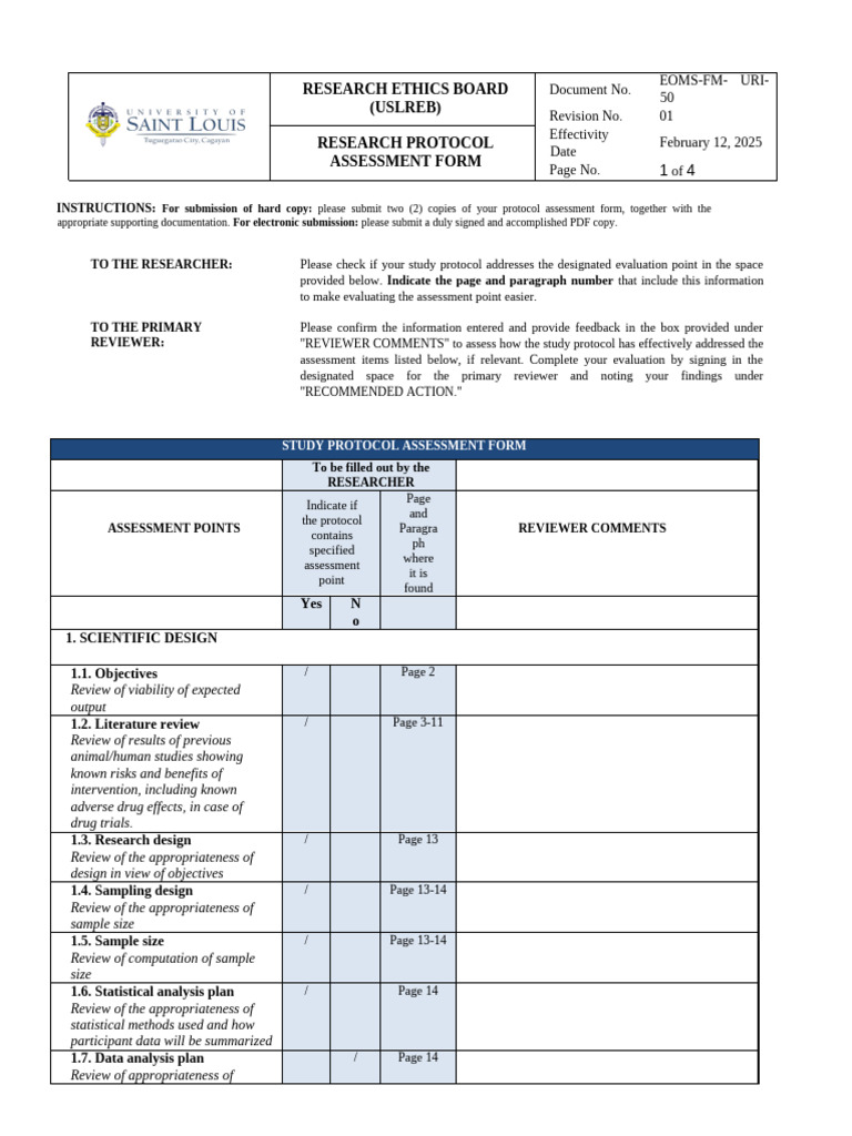 FM-URI-50 Research Protocol Application Form | PDF | Consent | Informed ...