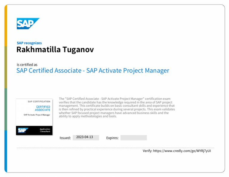 SAP Certified Associate SAP Activate Project Manager Badge20230413-28 ...