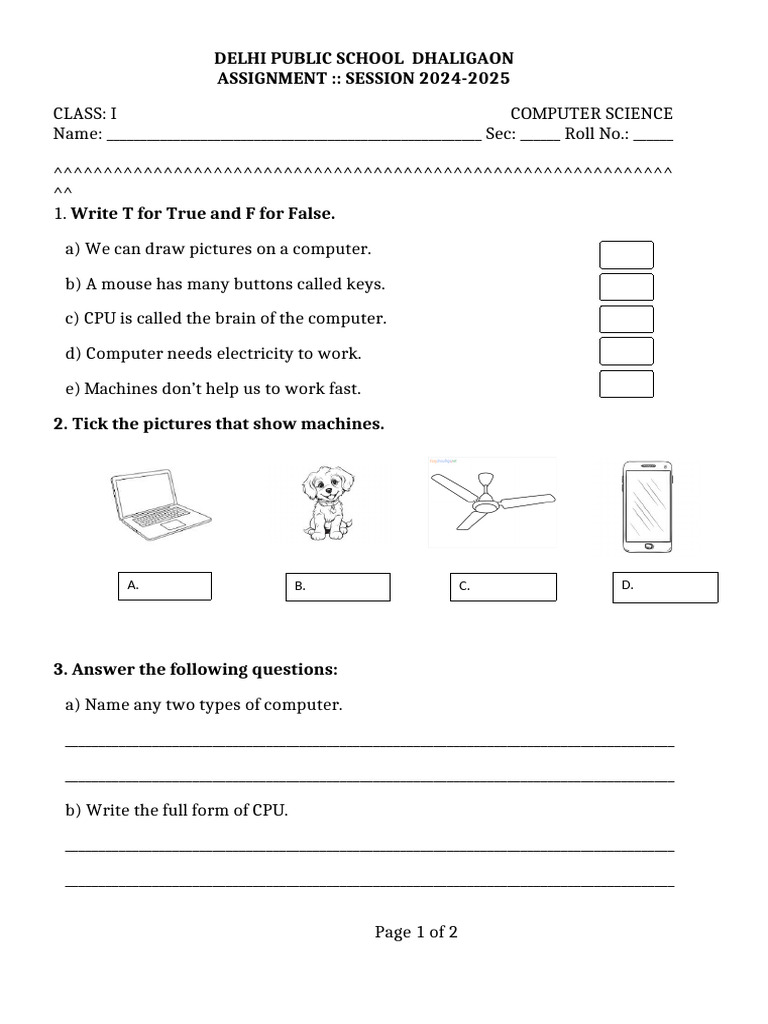 Class 1 Assingment | PDF