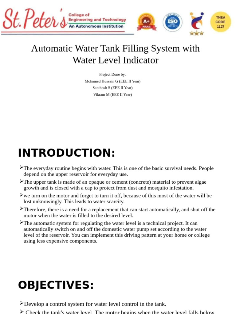 EEE - Project - PPT (2) (3) (2) 2 | PDF | Water | Electrical Engineering