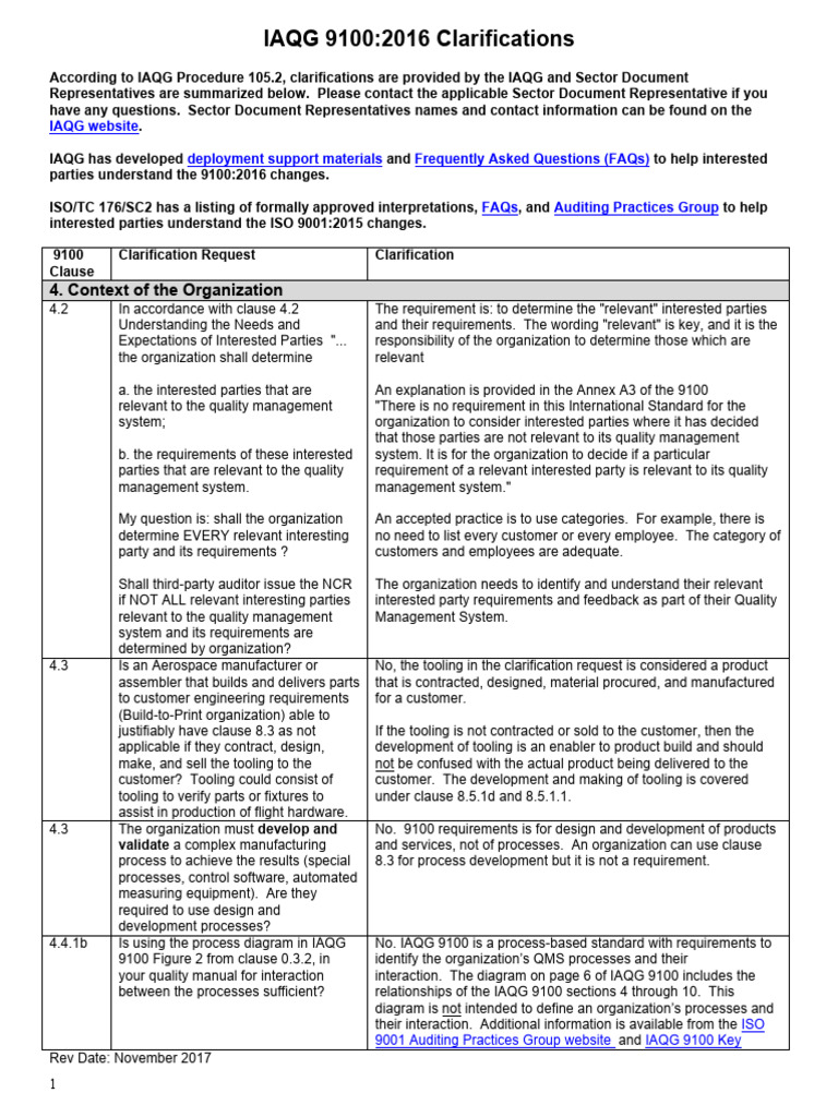 9100 Clarification Table Iso 9001-2015 | PDF | Calibration | Quality ...