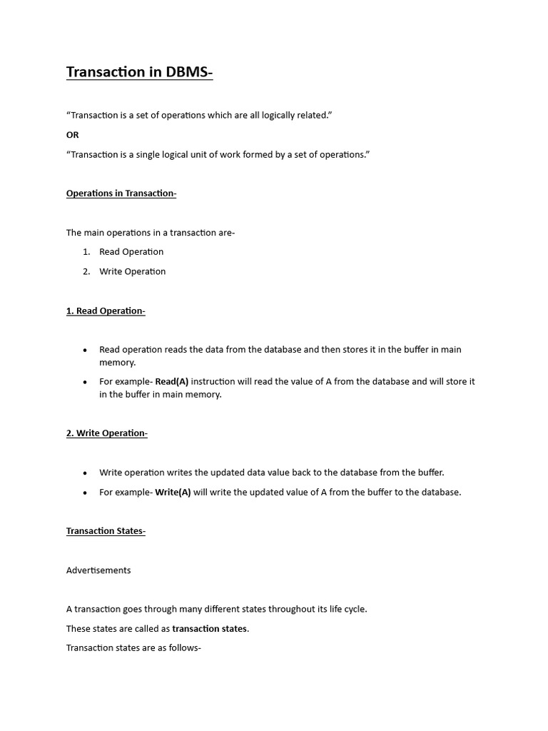 Understanding Transactions in DBMS | PDF | Database Transaction ...