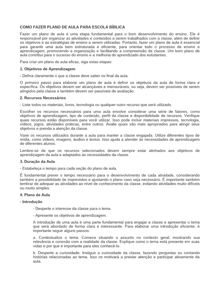 Elaboração de Plano de Aula Eficaz | PDF | Lição | Aprendizado