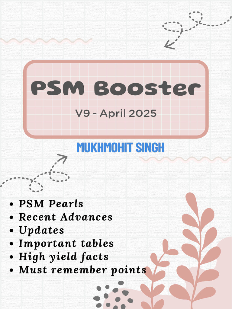 PSM Revision Guide by Mukhmohit Singh | PDF | Malaria | Medical Specialties