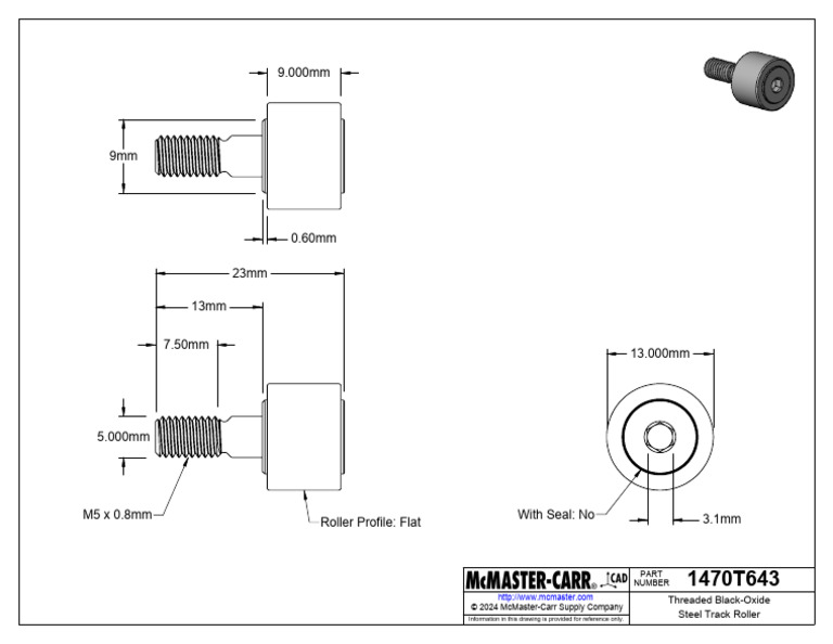 1470T643 - Threaded Black-Oxide Steel Track Roller | PDF
