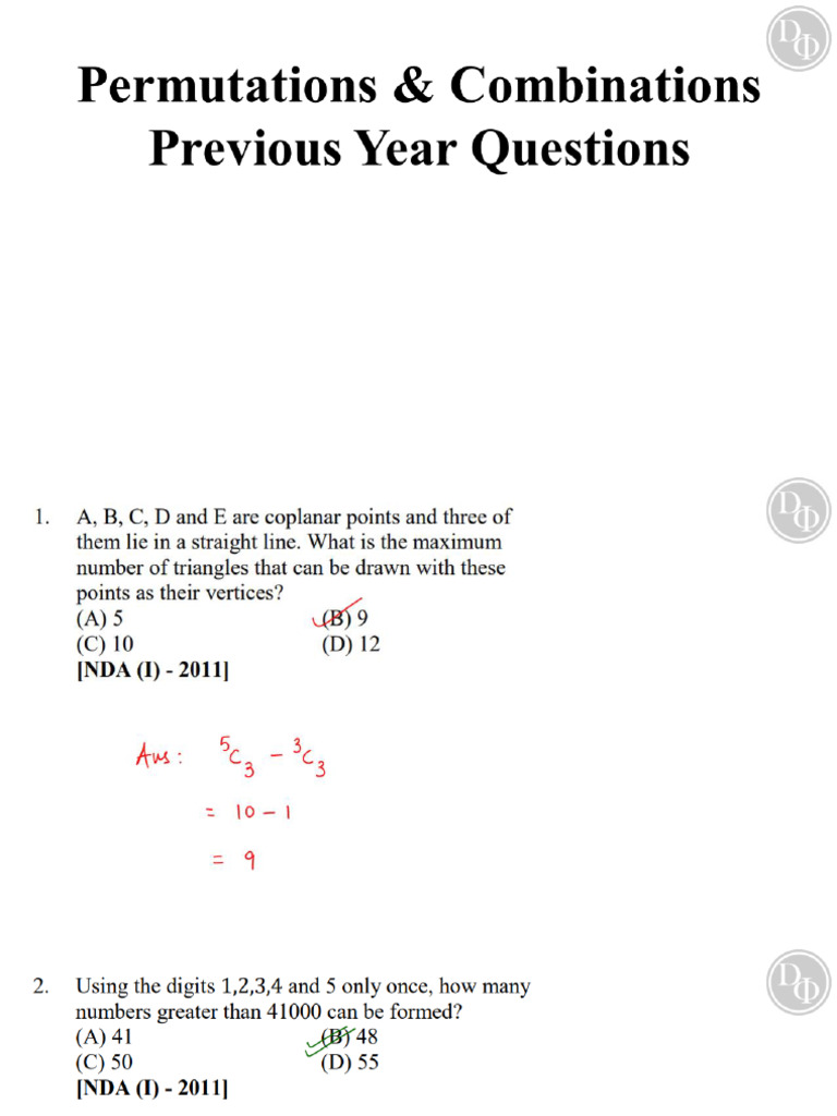 Permutations & Combinations PYQ Solutions - 60940794 - 2025 - 07 - 15 ...