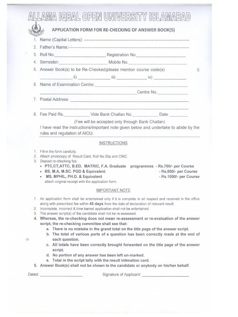 Rechecking Form | PDF