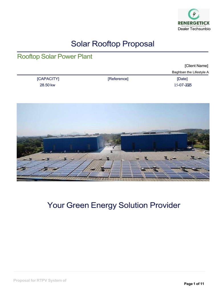 Techsunbio 28.50 kW Solar Proposal | PDF | Solar Power | Solar Panel