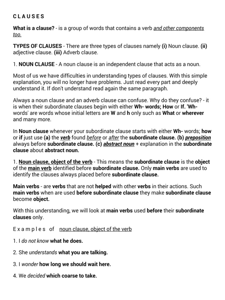 Understanding Noun Clauses | PDF | Clause | Verb
