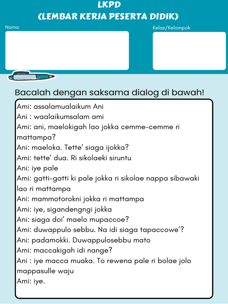 Dialog Tanya Jawab Dalam Bahasa Lontara PDF