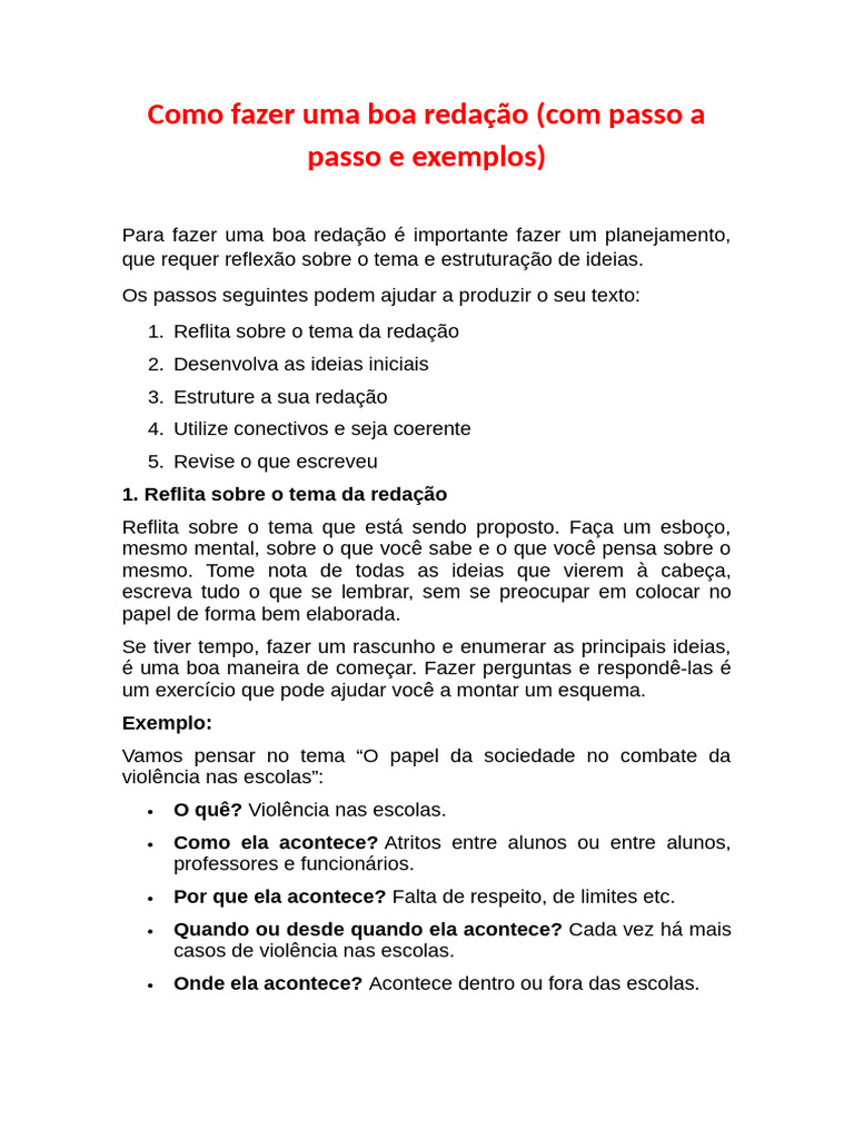 Como Fazer Uma Boa Redação (Com Passo A Passo e Exemplos) | PDF | Violência