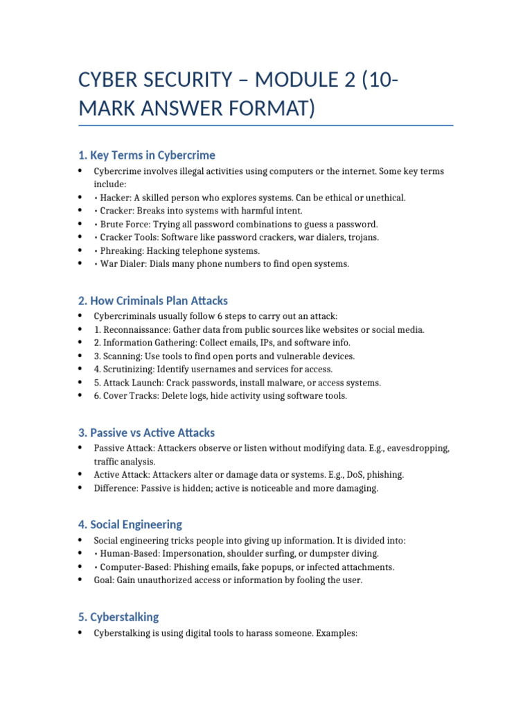 Module 2 10 Marks Answers Format | PDF | Security Hacker | Cybercrime