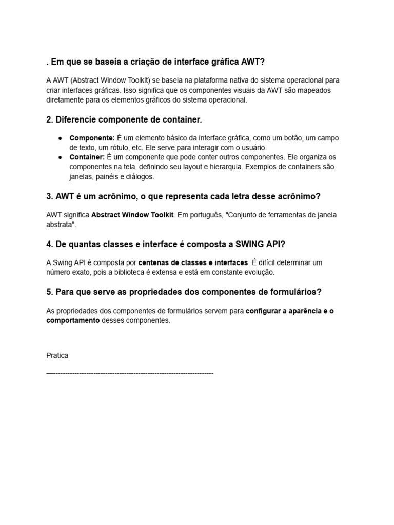 Fundamentos da AWT e Swing em Java | PDF