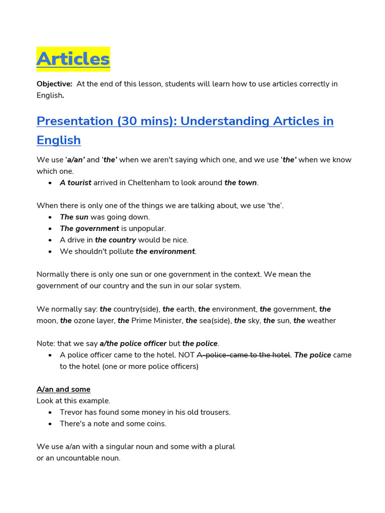 Mastering English Articles Usage | PDF