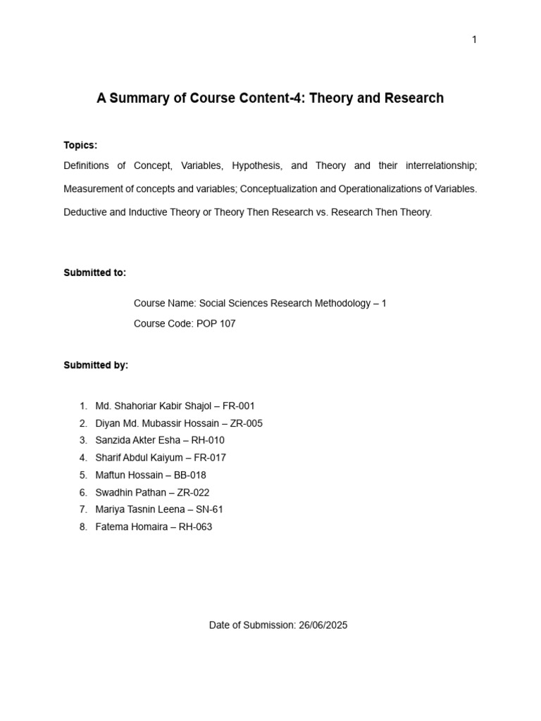 A Summary On Course Content | PDF | Hypothesis | Theory