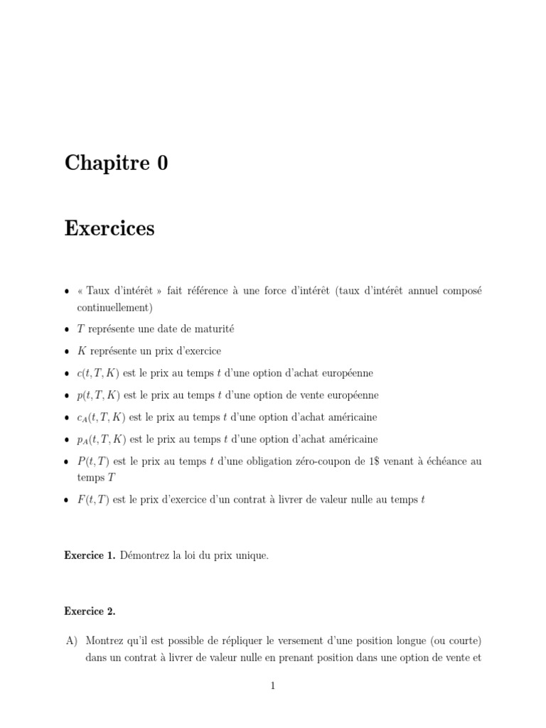Exercices sur les options et arbitrage | PDF | Option (Finance ...