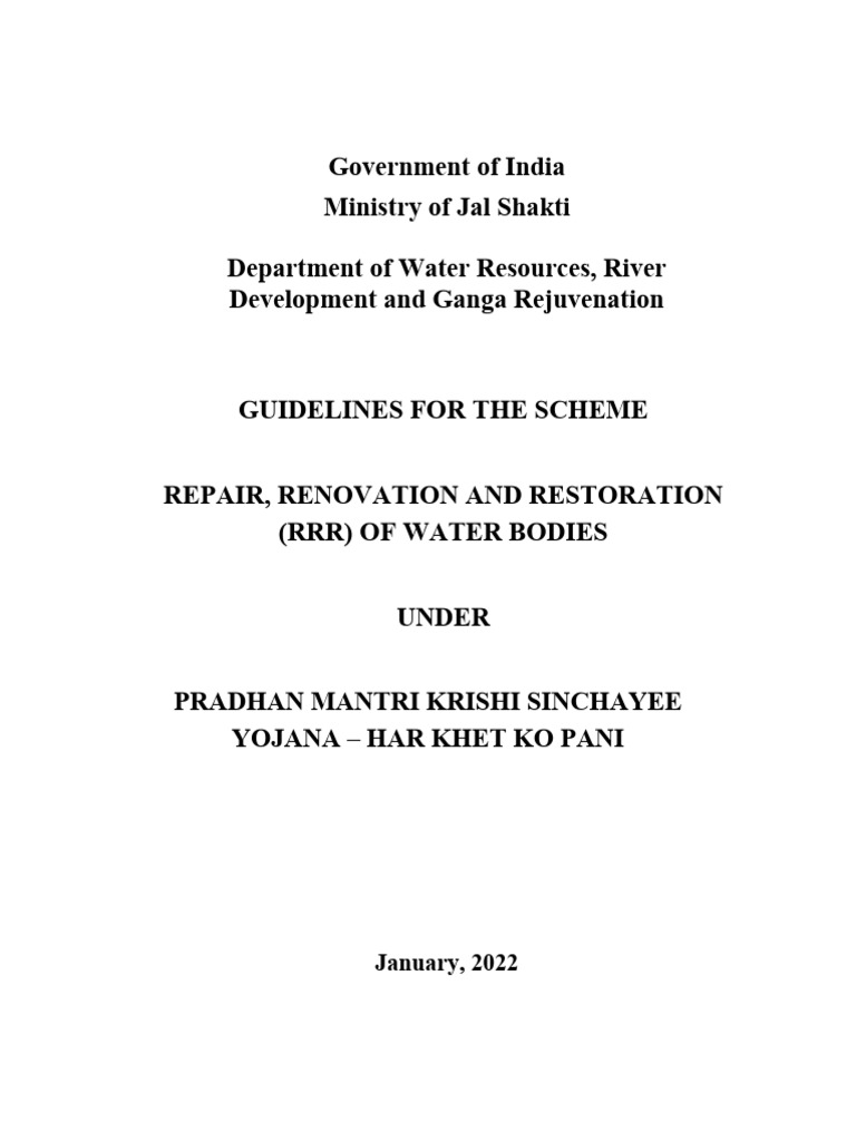 RRR Scheme Guidelines for Water Bodies | PDF | Water | Groundwater