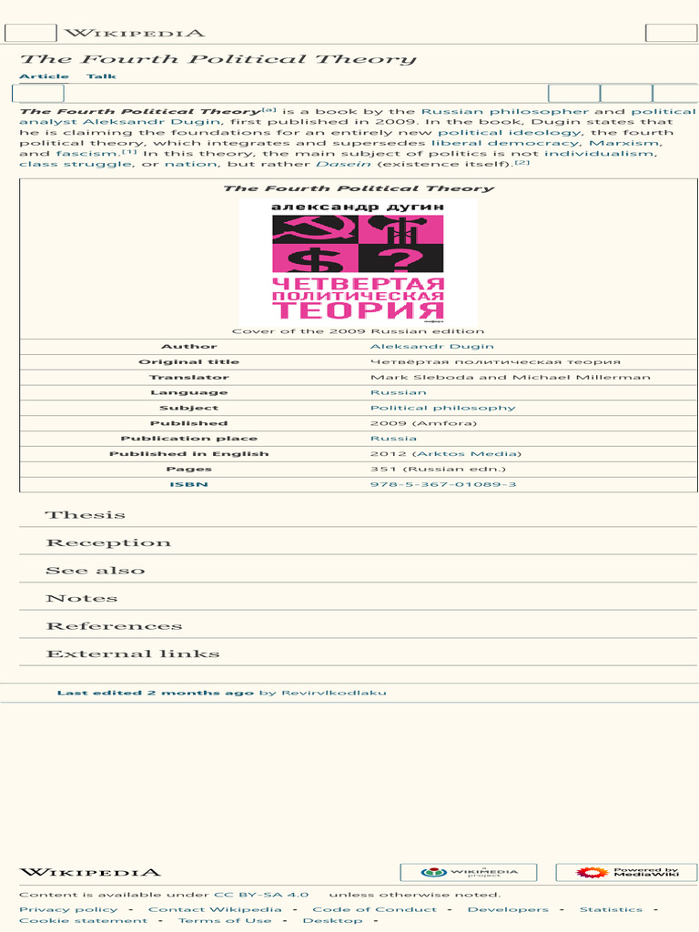 The Fourth Political Theory - Wikipedia | PDF