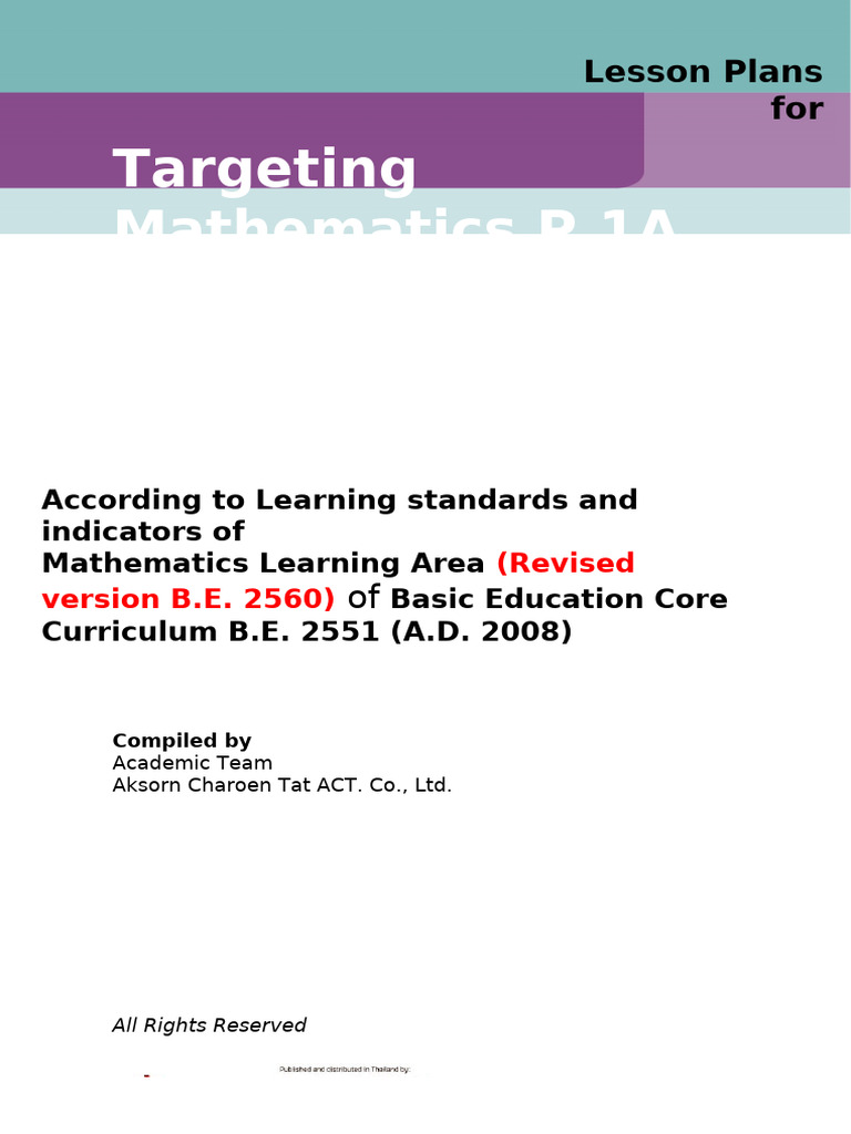 Course Description and Structure of Targeting Mathematics P.1A | PDF ...