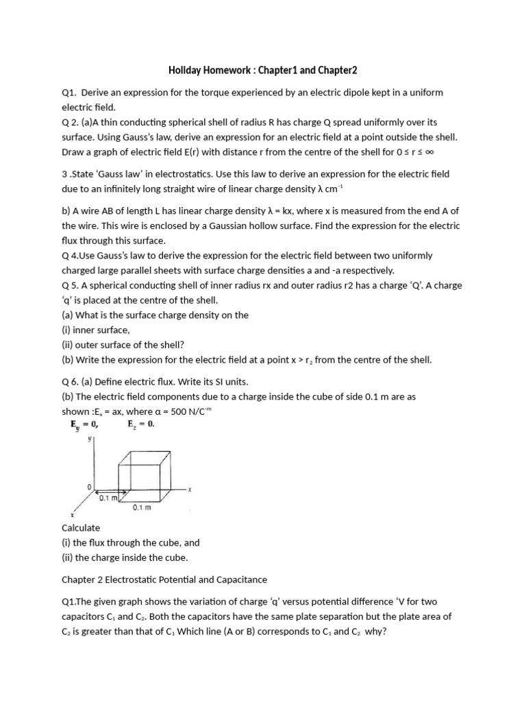 Electric Dipole and Capacitor Homework | PDF | Capacitance | Capacitor