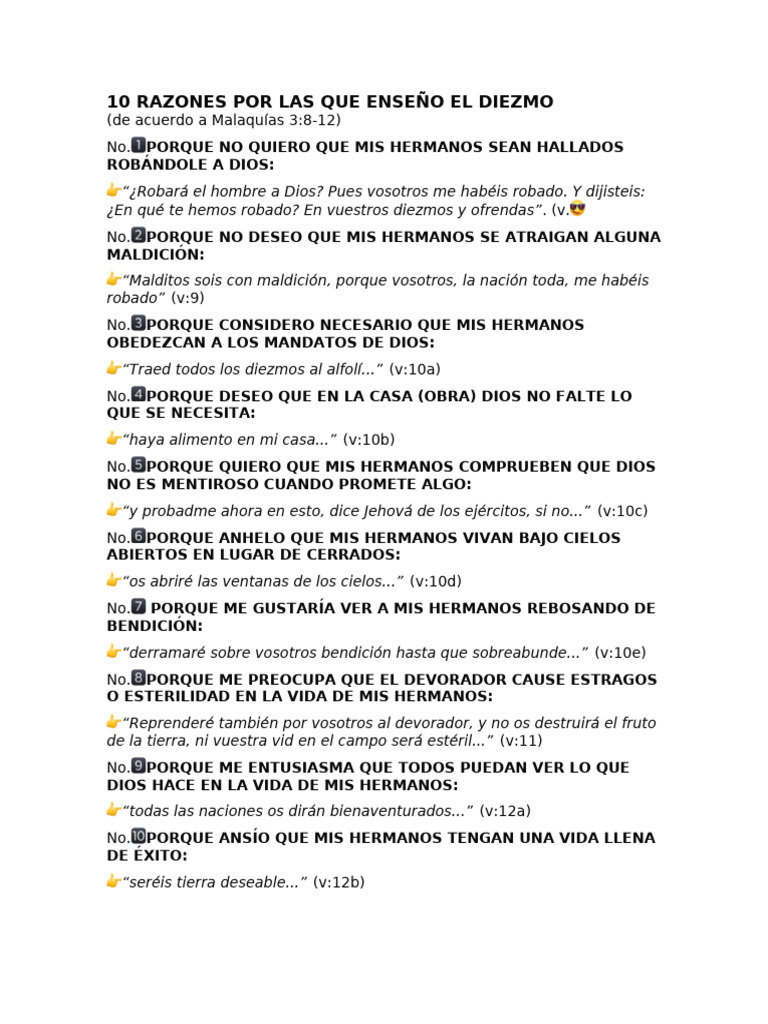 10 Razones Por Las Que Enseño El Diezmo | PDF