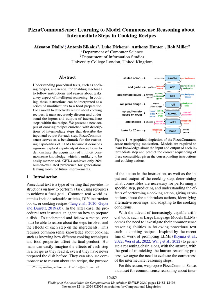 PizzaCommonSense: Reasoning in Recipes | PDF | Cognitive Science