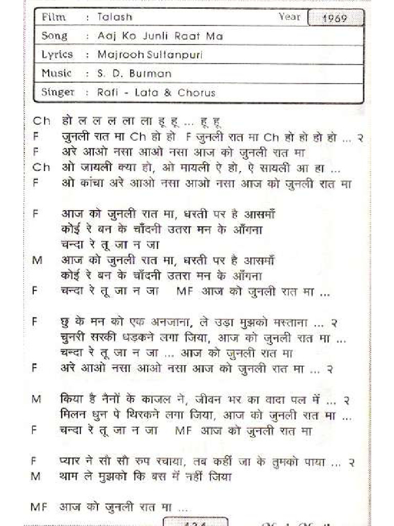 Aaj Ko Junli Raat Ma | PDF