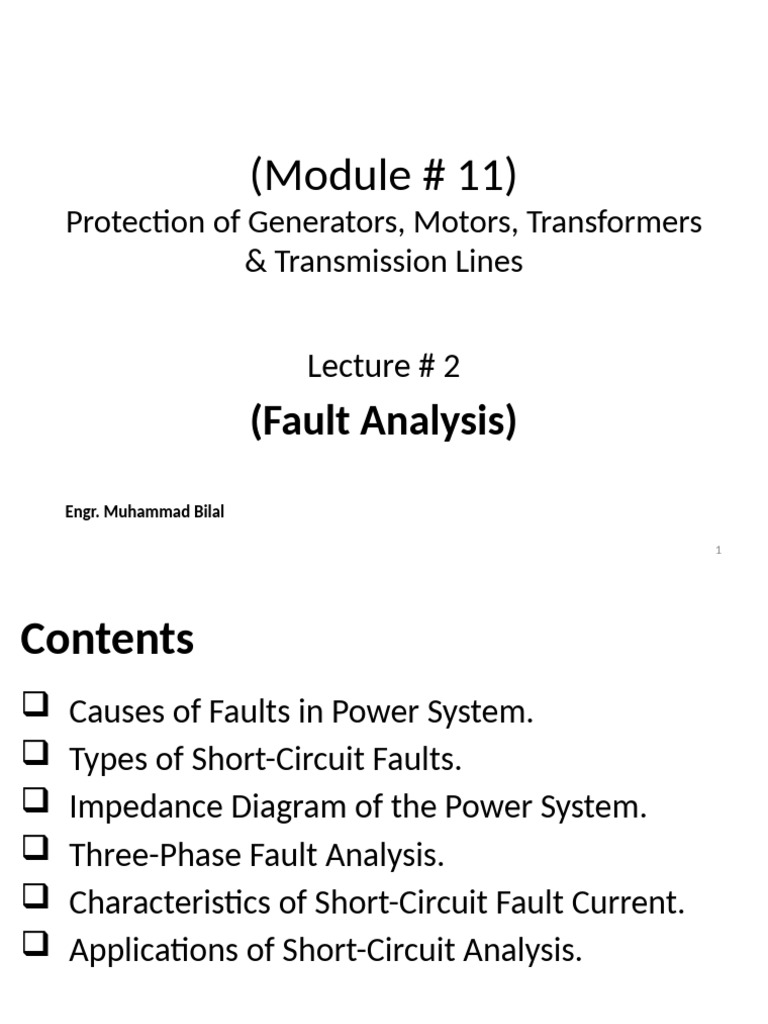 Short Circuit Fault Analysis in Power Systems PDF