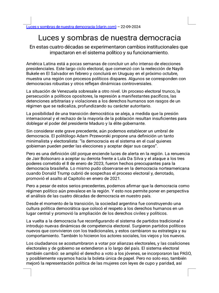 40 Años de Democracia en Argentina | PDF | Democracia | Ideologías ...