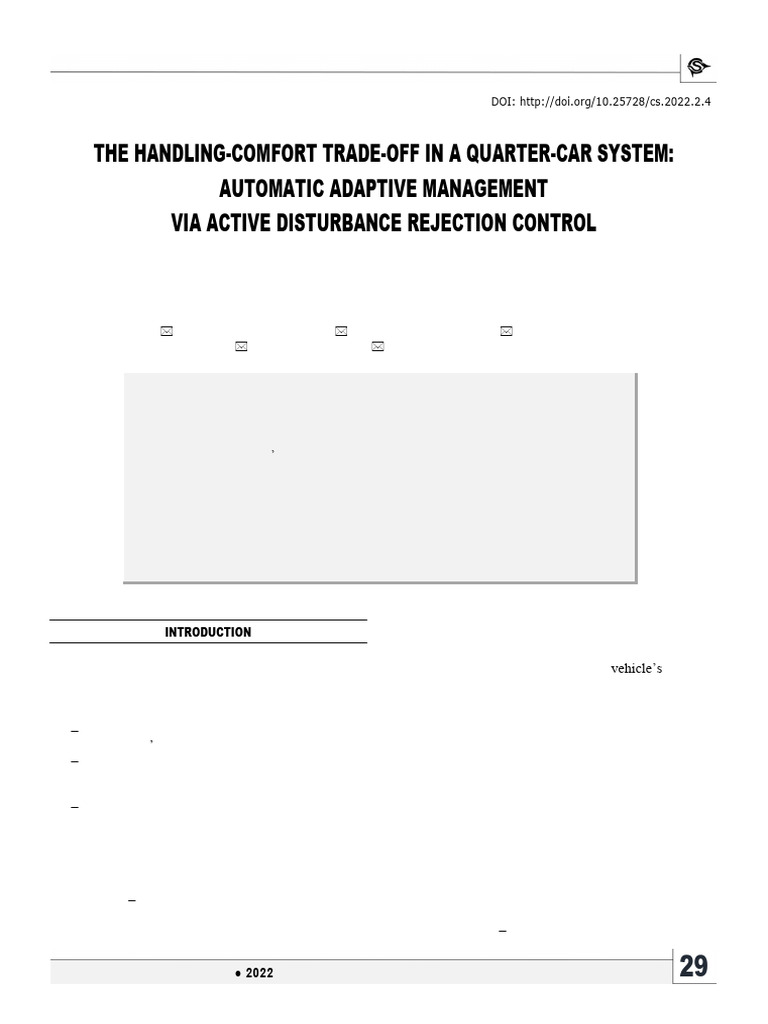 Adaptive Control in Vehicle Suspension | PDF | Mechanics | Mechanical ...