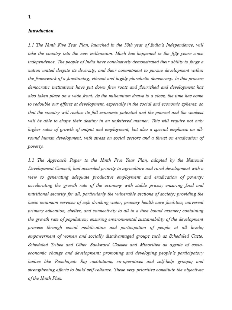 Ninth Five-Year Plan Objectives Overview | PDF | Economic Growth ...