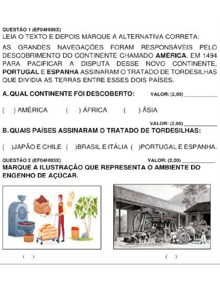 Atividades História, Grandes Navegações, Engenhos, Atividades Adaptadas ...