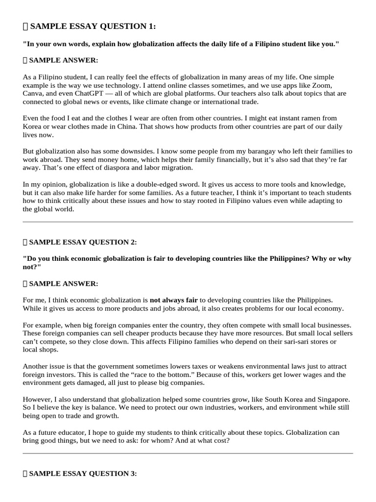 Globalization's Impact on Filipino Students | PDF | Neoliberalism ...