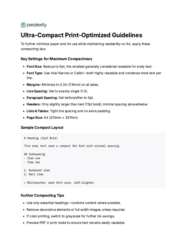 Ultra Compact Print Optimized Guidelines | PDF