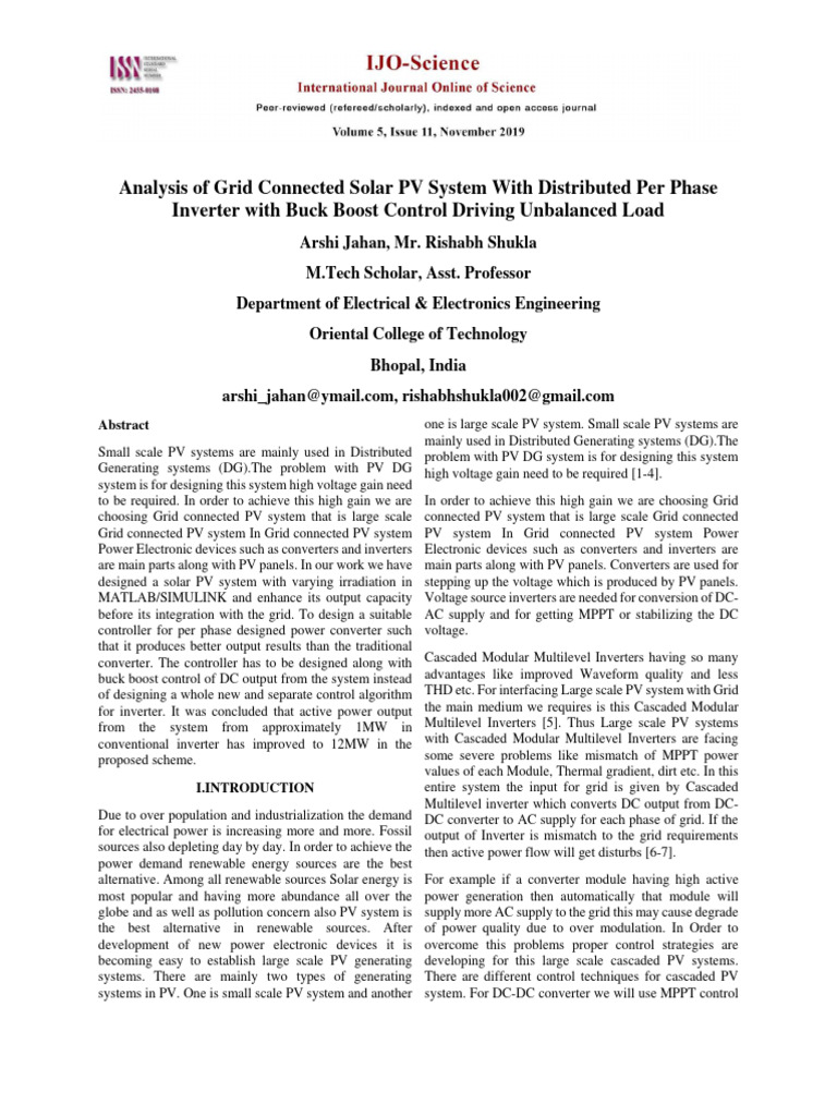 Solar PV System Analysis with Buck Boost Control | PDF | Power Inverter ...