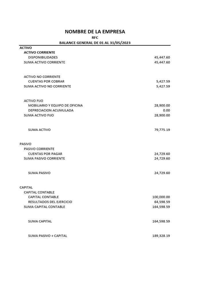 Balance General 2023: Activos y Pasivos | PDF