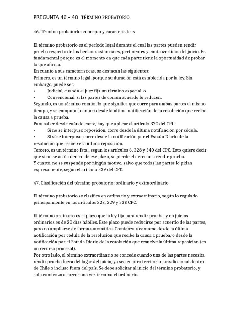 Término Probatorio: Concepto y Clasificación | PDF | Juez | Ley procesal