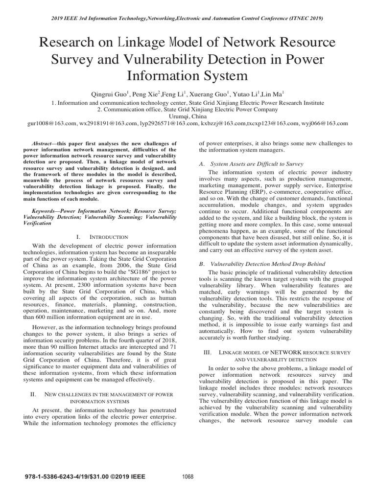 Power Network Resource Survey Model | PDF | Computer Network | Databases