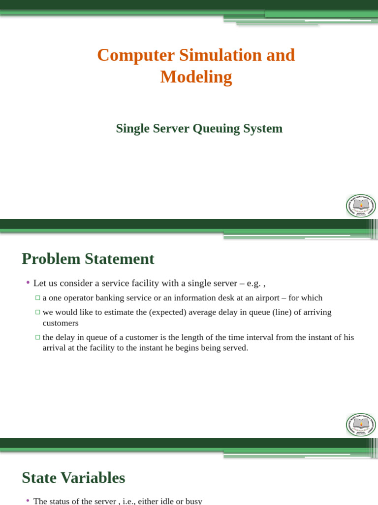 Single Server Queuing System Simulation | PDF | Applied Mathematics