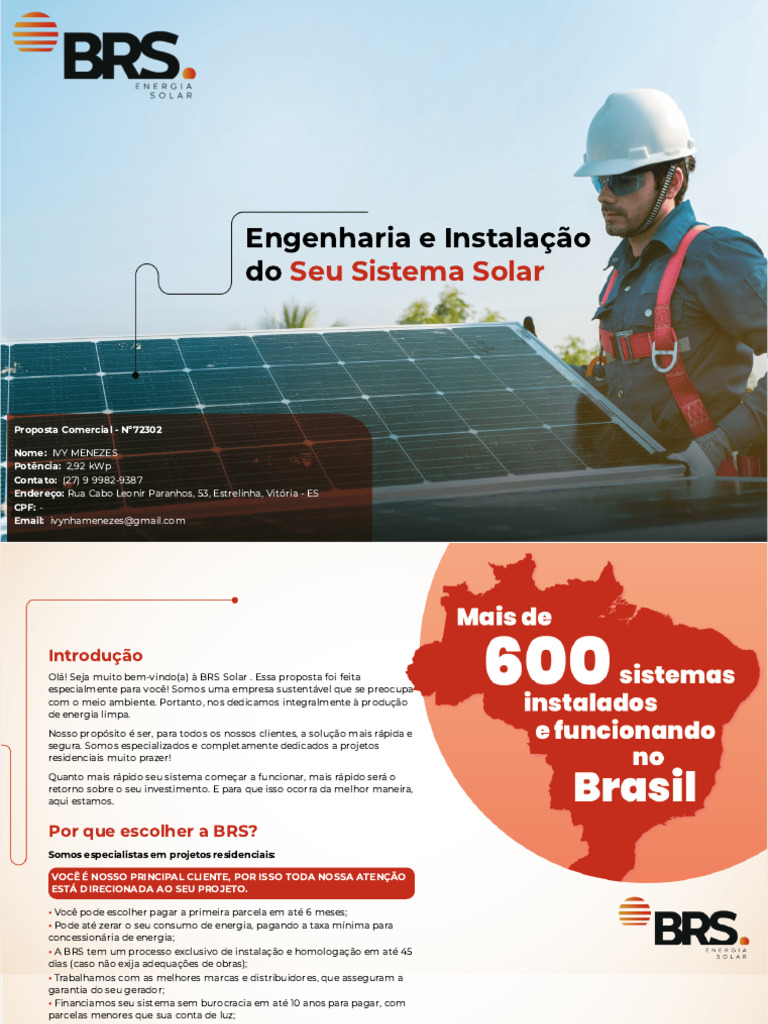 Proposta de Sistema Solar BRS para IVY MENEZES | PDF | Fotovoltaica