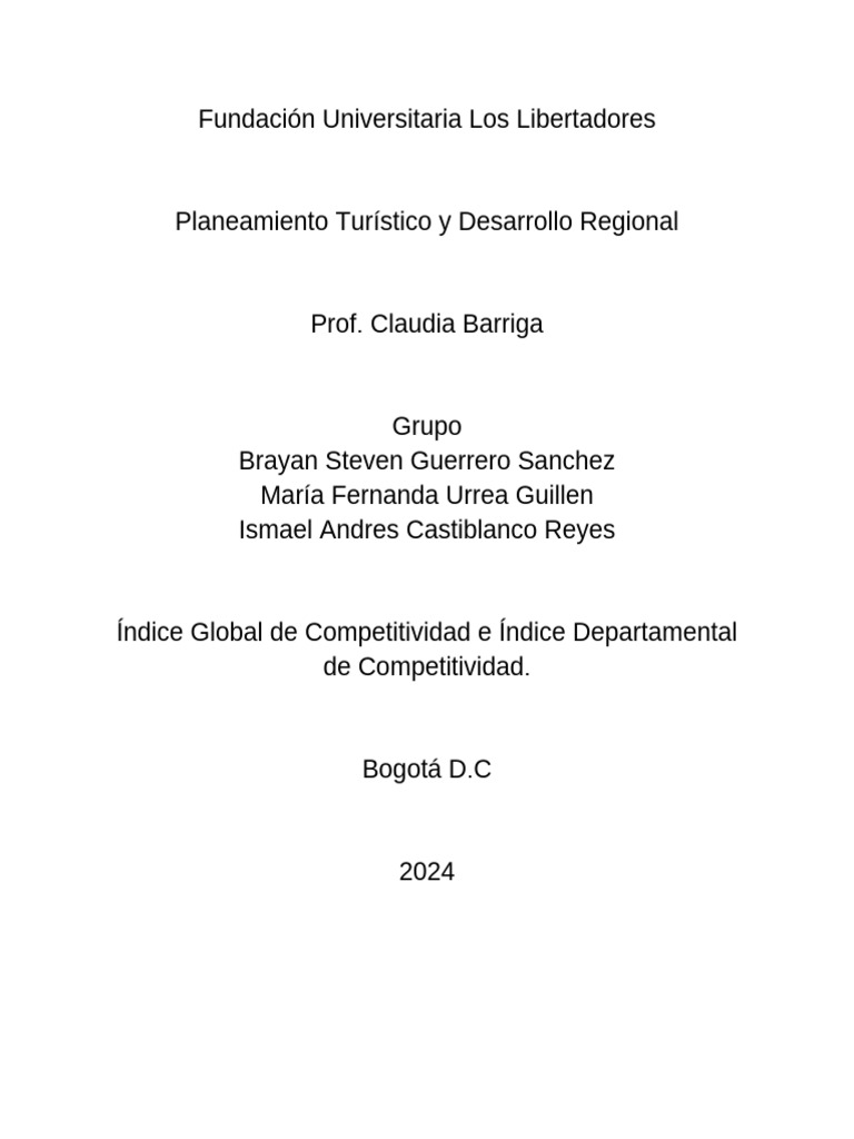 Índices de Competitividad Global y Departamental | PDF ...