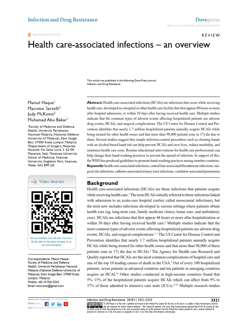 Overview of Health Care-Associated Infections | PDF | Hospital Acquired ...