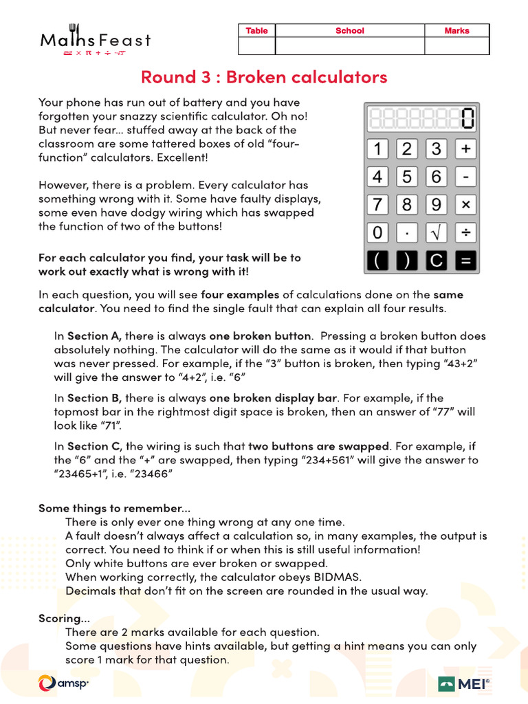 School Marks Table for Feasts | PDF