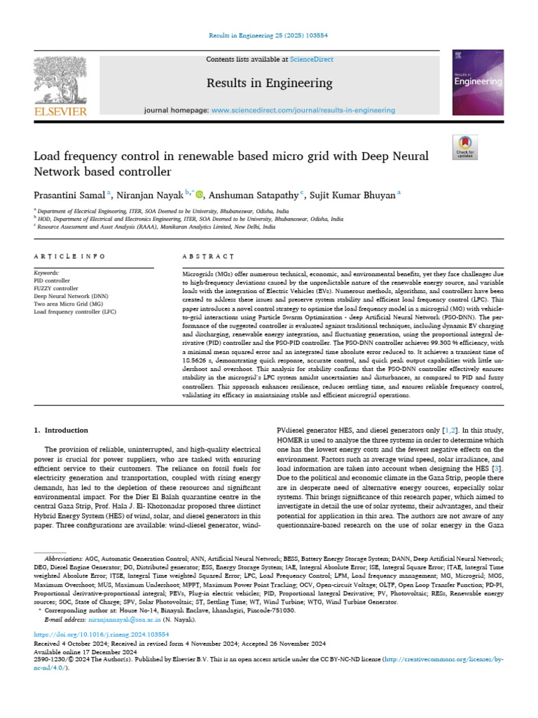 Load Frequency Control in Microgrids | PDF | Photovoltaics | Solar Power