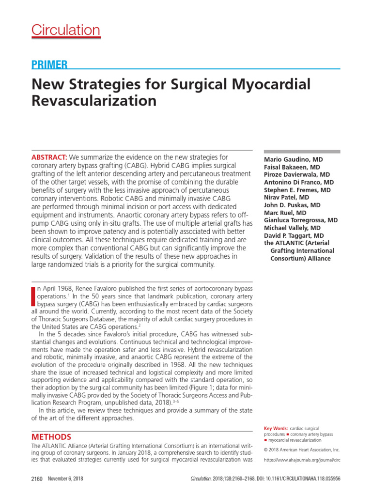 New CABG Techniques Overview | PDF | Coronary Artery Bypass Surgery ...